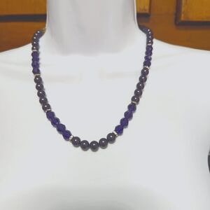 Amethyst Beads & Rhinestone Necklace